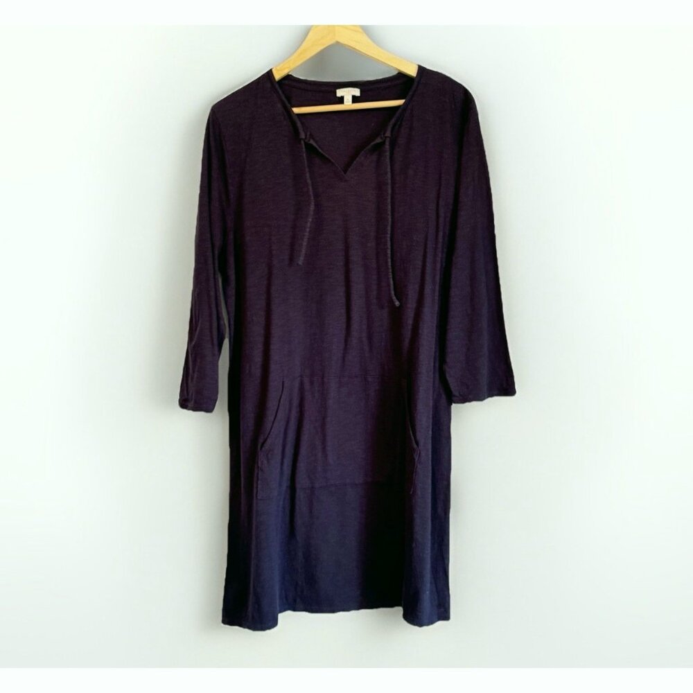 Talbots Women’s Navy Blue Dress XL Tassel V-Neck Pockets Coastal Minimalist